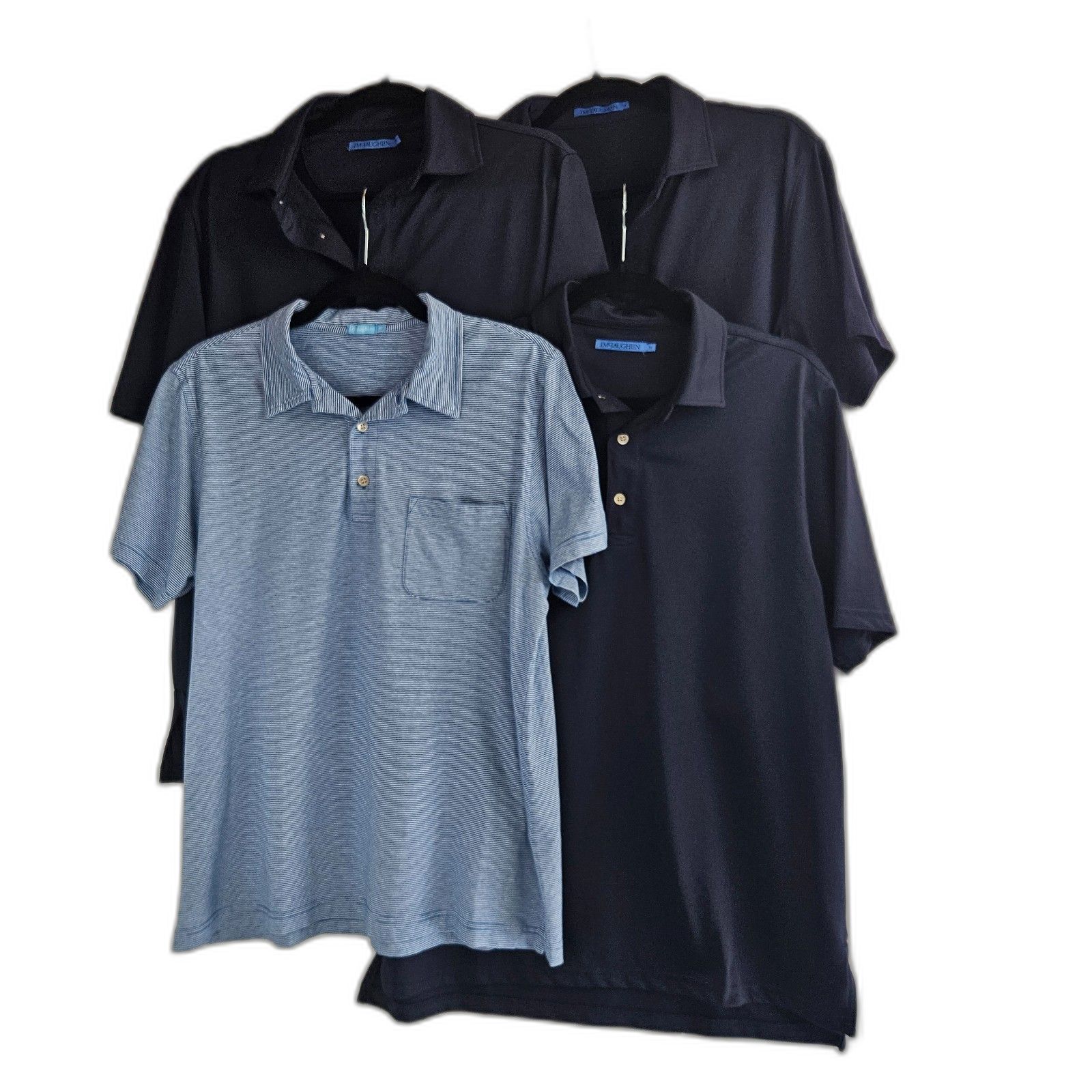 Lot Of 4 J. Mclaughlin Shirts Mens Peak Polo + 1 Performance Knit Sz M Navy Blue